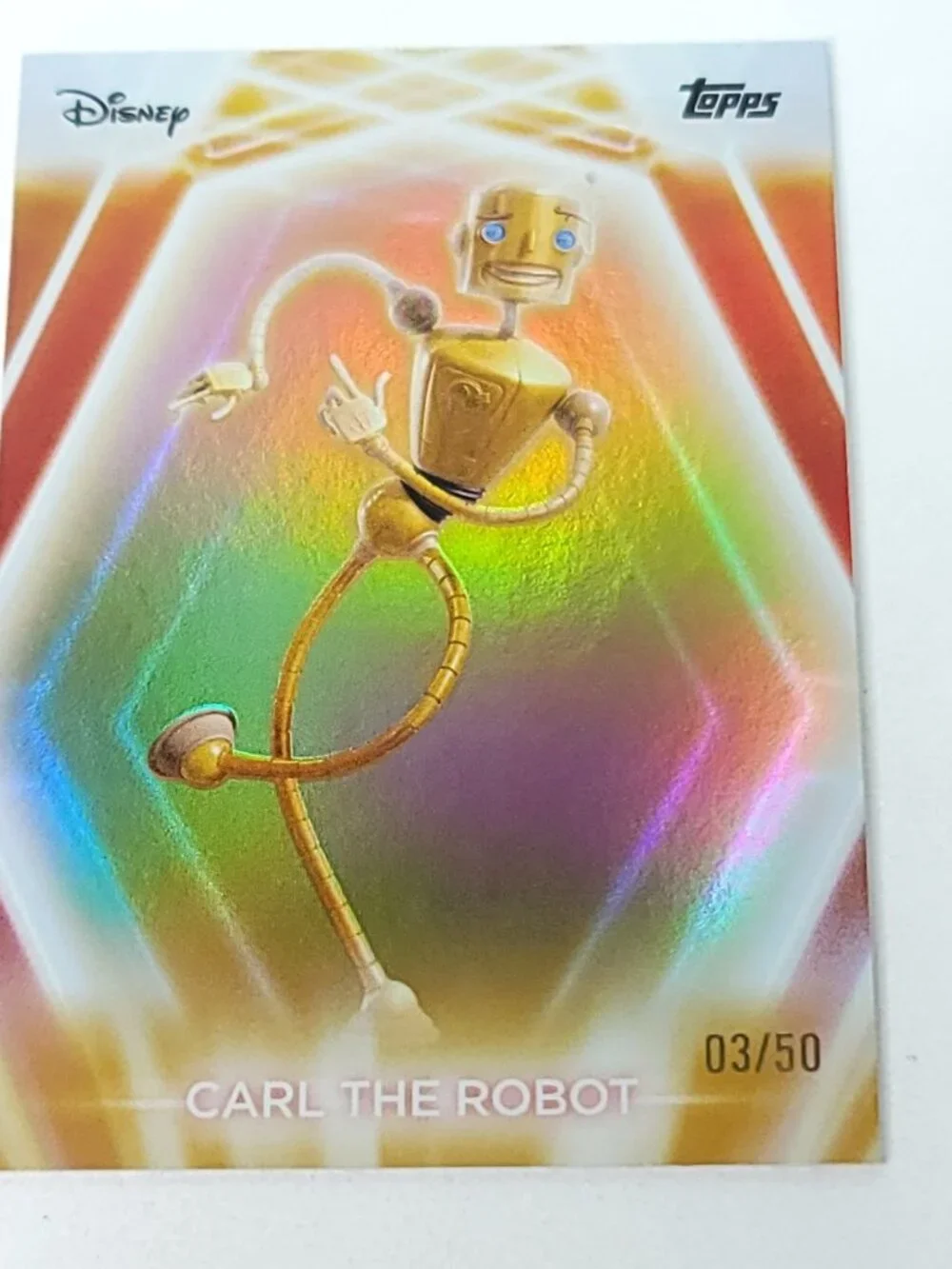 Carl The Robot Topps 2026 Disney Neon Gold Holo Parallel Limited 03/50 - Picture 1 of 4